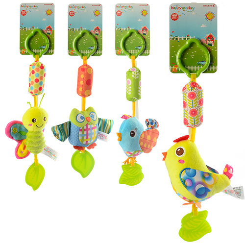 Підвіска на коляску E12567 (100шт) 33см,брязкальце,шуршалка,проріз,плюш,2вида,в кульку,14-20-6см (шт.)