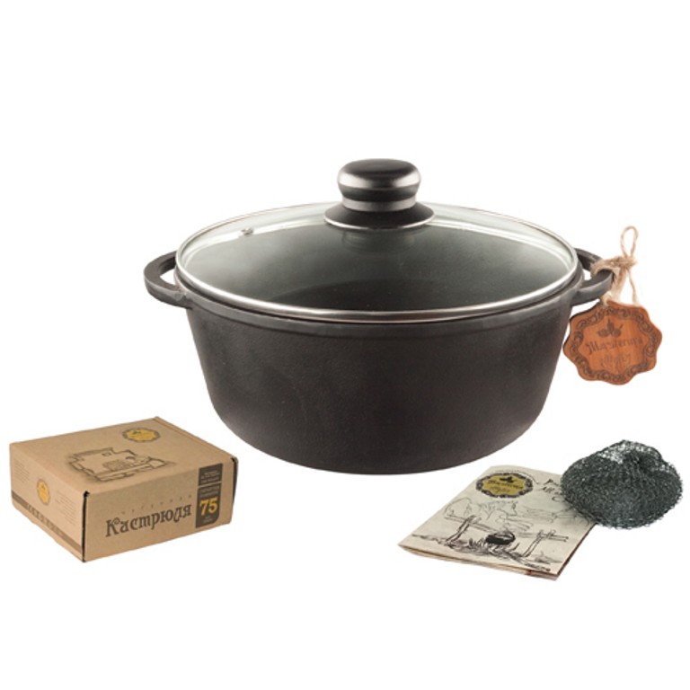 Т402С3Ук Каструля чавунна лита 3л з скляною кришкою (шт.)