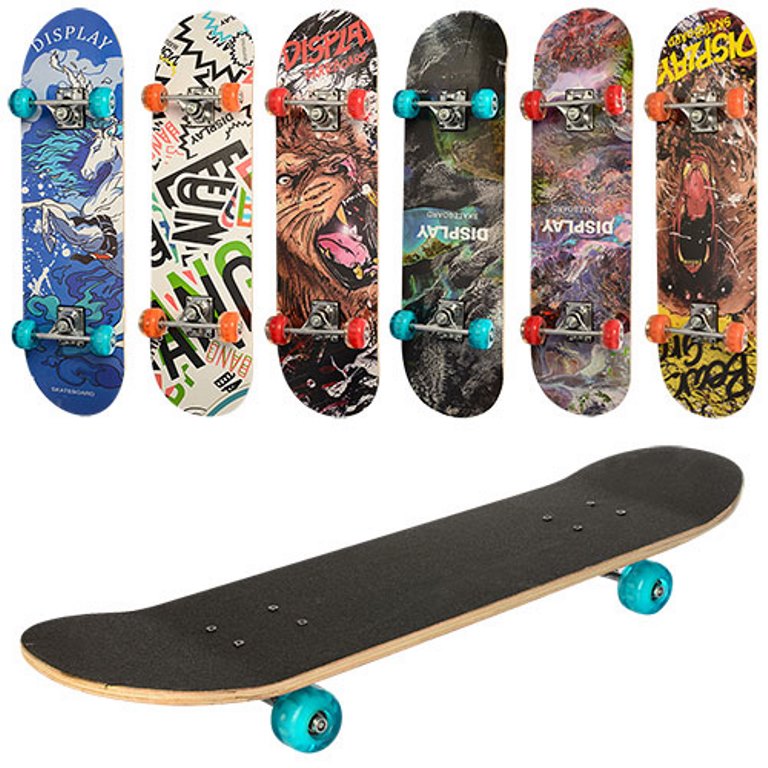 Скейт MS 0321-3 (6шт) 79,5-19,5см, алюм. підвіска, колПУ, світло, 7 шарів, 608Z, розібраний, дошка н (шт.)