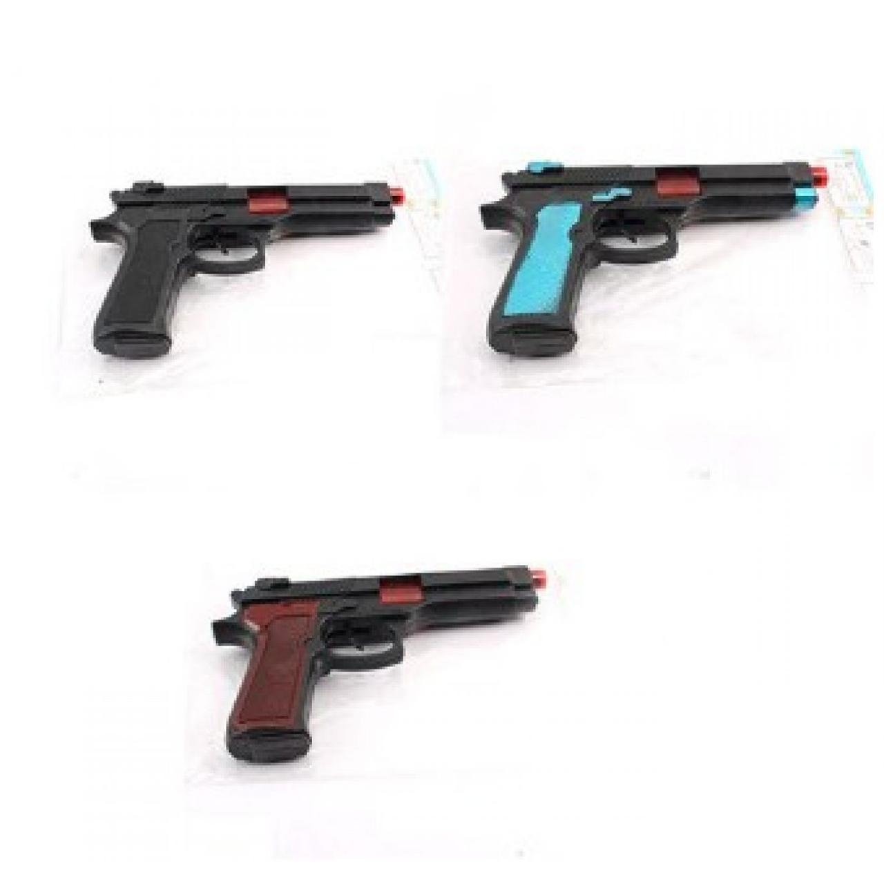 Пистолет 426-1-4-7 (216шт) трещотка, искрит, 3цвета, в кульке, 23-13-4см (шт.)