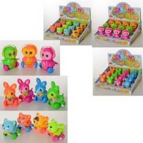 Заводна іграшка 6191C-6303F-6408 (216шт) тварина 9см, 3види, 12шт (3 кольори) в дисплеї, 32-25-10см (шт.)