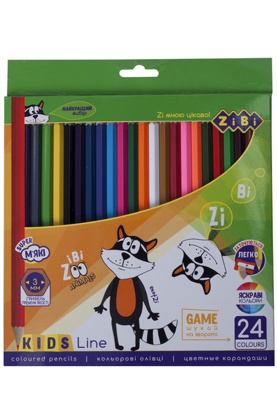 Кольорові олівці, 24 кольорів, KIDS LINE ZB.2416 ( 1/12/120шт) (шт.)