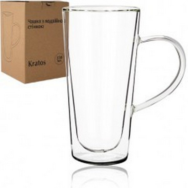 Чашка з подвійною стінкою конус 350мл Kratos (шт.)