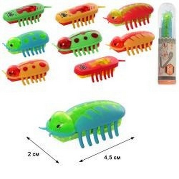 Гра 3301A-B-D (120шт) робот-жук, 5,5см, вібро, їздить, мікс видів/кольор, бат-таб, в колбі, 12-3-3см (шт.)