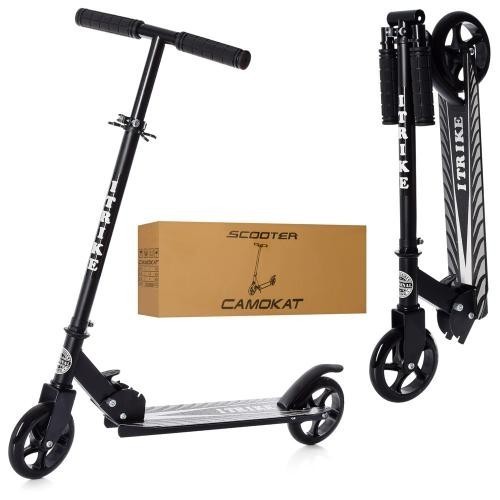 Самокат SR 2-005-B (1шт) алюм+сталь,2колесаПУ145мм, кермо76/86см, підніжок48-10см, склад,чорний, кор (шт.)