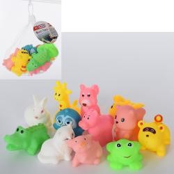 Іграшка для купання AY002G (84шт) тварини, 12шт, від 5см до 8см, пискавка, в сітці, 20-15-15см (шт.)