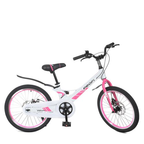 Велосипед детский PROF1 20д. LMG20239 (1шт) Hunter,SKD 85,магн.рама,бел-роз,зв,диск.торм,подножка (шт.)