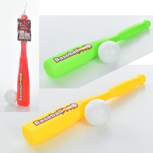 Біта MR 0888 (360шт) бейсбольна, 35см, м'ячик 5см, 3 кольори, у сітці 41-5-5см (шт.)