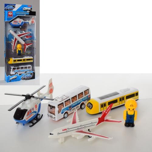 Набір транспорту 399-253K (72шт) автобус, поїзд, літак, гелікоптер, фігурка, на листі, 16,5-41,5-5см (шт.)