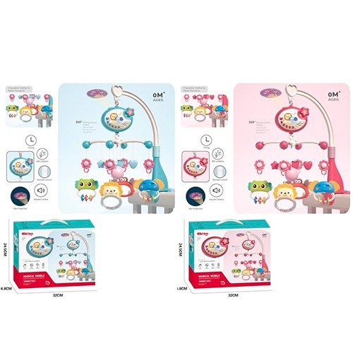 Карусель на ліжечко 698-84-85 (18шт) подв4шт, д/в (ІЧ), проект, с, таймер, 2кол, в коробці, 32-25-7 (шт.)