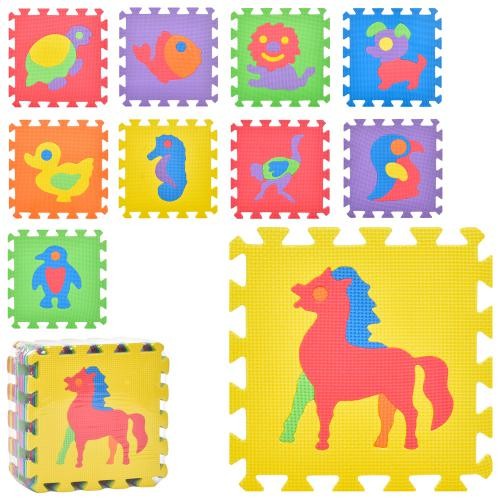 Килимок Мозаїка M 0376-1 (12шт) EVA, тварини, 10деталей, 30-30см, пазл, в кульку, 30-30-8см (шт.)