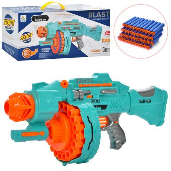 Автомат 9937 (8шт)42,5см, м'які кулі-присоски 40шт,мішень,бат.,кор.,43-21-14,5см (шт.)