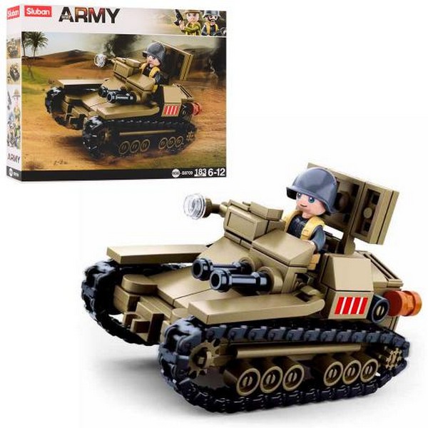 Конструктор SLUBAN M38-B0709 (60шт) військовий, танк, фігурка, 183дет, в кор-ці, 24-19-4,5см (шт.)