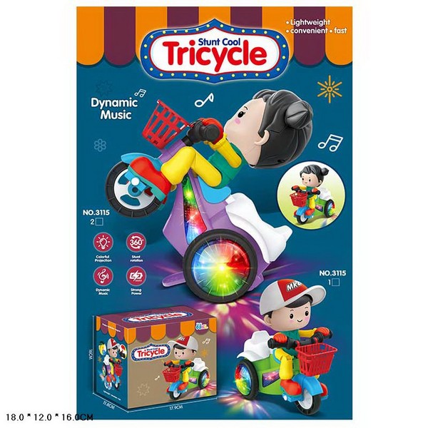 Мотоцикл муз. арт. 3115 (60шт/2)батар,2 кольори мікс,звк, музика, світло, поворот,короб. 18*12*16см (шт.)