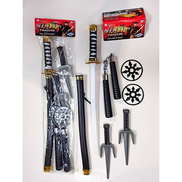 Набір зі зброєю DS210-A5 (48шт) 6 предметів (меч 60см, кинжал 24см 2шт, сюрикен 2шт, нунчаки), пакет (шт.)