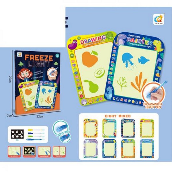 Дошка CQ150-3 (60шт) 20,5-28см, маркер 4шт (невидиме чорнило/ліхтарик 1шт, кольорові -3шт), 8 вид (шт.)