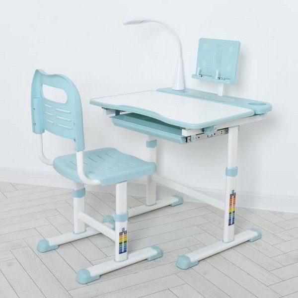 Парта M 4428-12 (1шт) регул.висота, підставка для книги, лампа, блакитний (шт.)