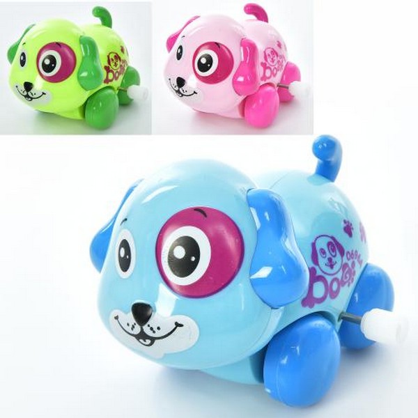 Іграшка 0696A (360шт) собака, 7,5см, заводна, їздить, рухливі деталі, мікс кольорів, у пакеті (шт.)