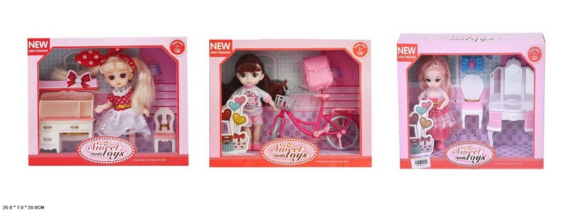 Лялька арт. 3396-114/115/118 (96шт/2)   мікс 3 види, аксес короб. 25*7*20см (шт.)