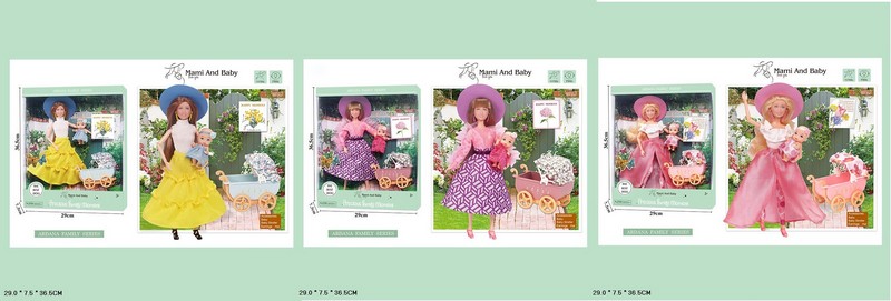 Лялька арт. A790-1/2/3 (24шт/2)   типу Барбі, мікс 3 види,матуся, немовля, аксес, р-р ляльки короб. (шт.)