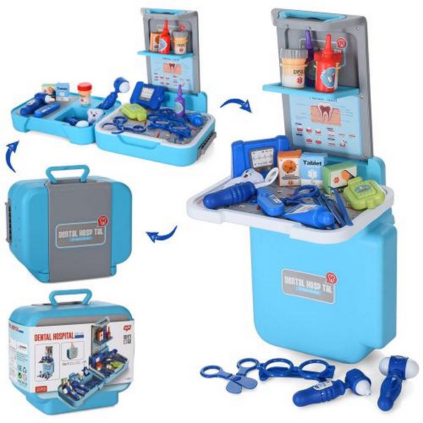 Лікар 25733 (16шт) 3в1, стіл, мед.інструменти, склад. у валізу,карт.обгортка, 26-22-10см (шт.)