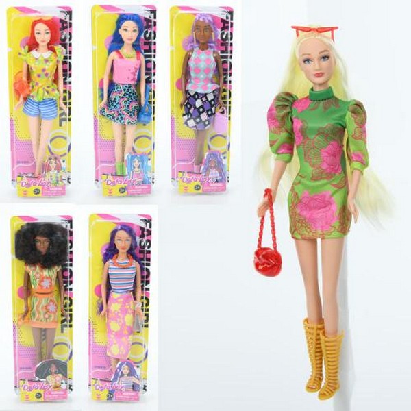 Лялька DEFA 8507 (24шт) 28см, сумка, 6 видів, на листі, 10,5-31,5-5см (шт.)