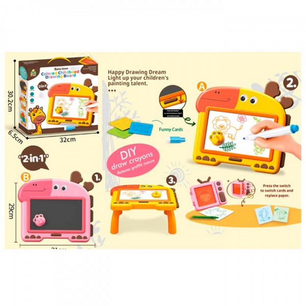 Дошка для малювання 899-81Y (18шт) 2в1, двостороння(магнітна,для малювання), стіл 31-29,5-в14см, (шт.)