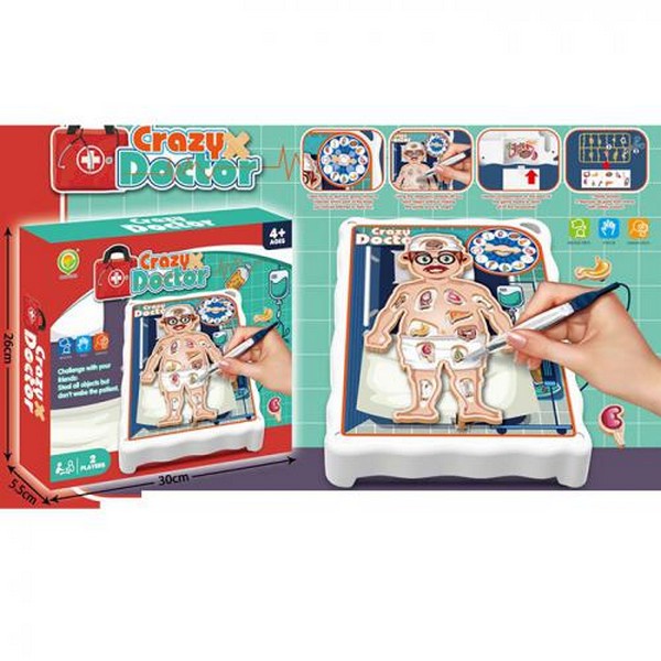 Набiр лiкаря 1295-3 (48шт) гра, ігрове поле/фігурка, 18-25см, пінцет, 12предм (частини тіла), рулетк (шт.)