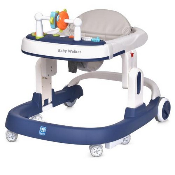 Ходунки M 5032L-4 (1шт) музика, свiтло, стопор, силiк.колеса 4шт,2полiпроп. колеса, шкiр.сидiння,син (шт.)