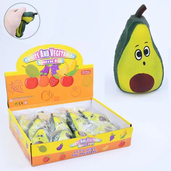 Іграшка MS 3754 (96шт) антистрес, авокадо 12см, тягнеться, наповнювач, у пакеті, 12шт в дисплеї, 32- (шт.)