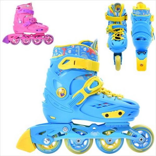 Ролики A 4152-M (34-37) (6шт) розсув.,шнур.+бакля,ал.рама,4кол.ПУ68мм/70мм, устілка21см, розсувні 2, (шт.)