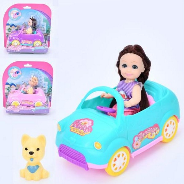 Лялька 971A (72шт) 12см, машина 15см, собачка 4,5см, 3 види, на листі, 21-20,5-8,5см (шт.)