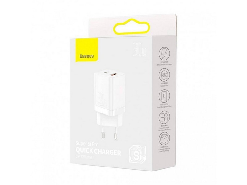 МЗП Baseus Super Si Pro Quick Charger C+U 30W EU White CCSUPP-E02 (шт.)