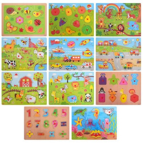 Дерев'яна іграшка MD 1564 (168шт) з ручкою, 11 видів, кул. (шт.)