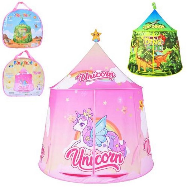 Намет MR 1263 (6шт) будиночок, 115-115-120см, 2 види (єдиноріг, динозаври), в сумці, 40-42-6см (шт.)