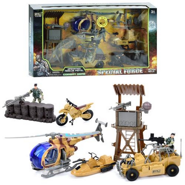 Набір з фігурками 6635BC (12шт) військовий, транспорт, звук, світло, солдати, вишка, зброя, 2 види,б (шт.)