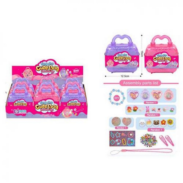 Набір для творчості K2838 (108шт) скринька-сумка, 12-11-5см, сюрприз, аксесуари (підвіска, заколки, (шт.)