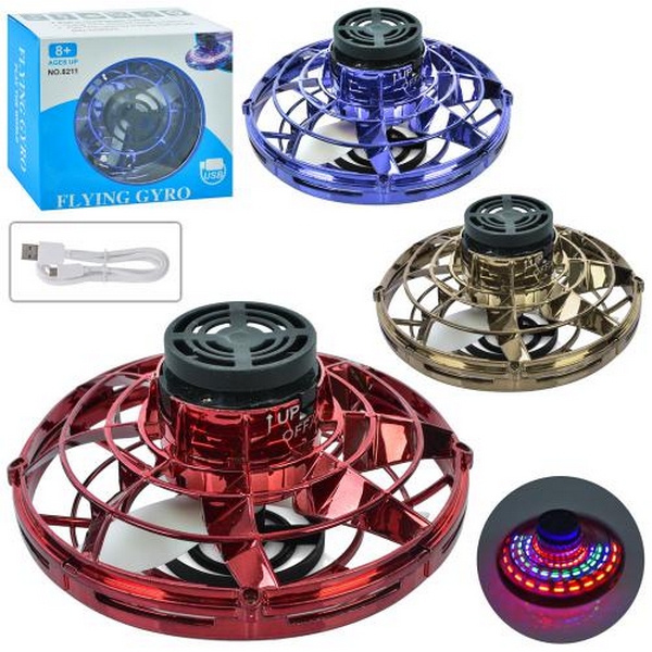 Гра 8211 (24шт) 8,5см, акум, світло, літає, дзига, USB зарядка,3кольори, в кор-ці 11-10-5см (шт.)