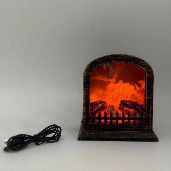 Камін-світильник декоративний з LED підсвічуванням USB 14.5*12*16см (без батарейок) R96487 (24шт) (шт.)