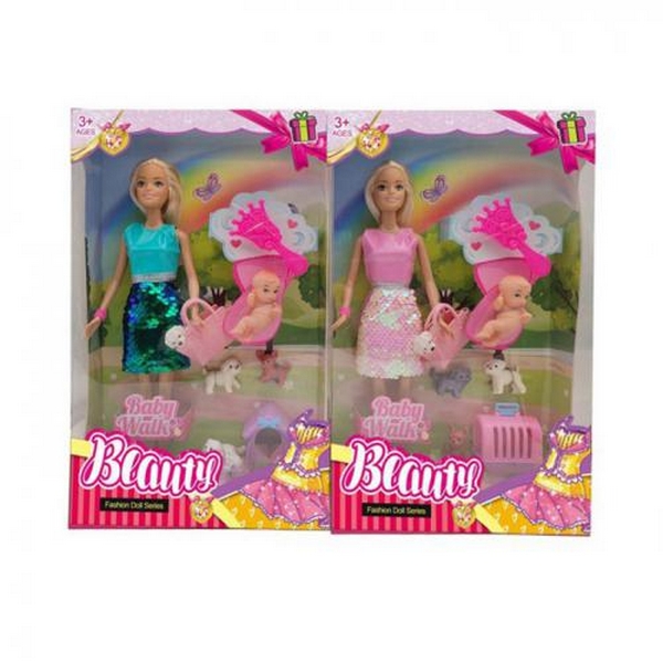 Лялька HBX66 (48шт) 30см, пупс 7см, тварини 4шт, переноска, сумка, гребінець, 2 види, в кор-ці, 22-3 (шт.)