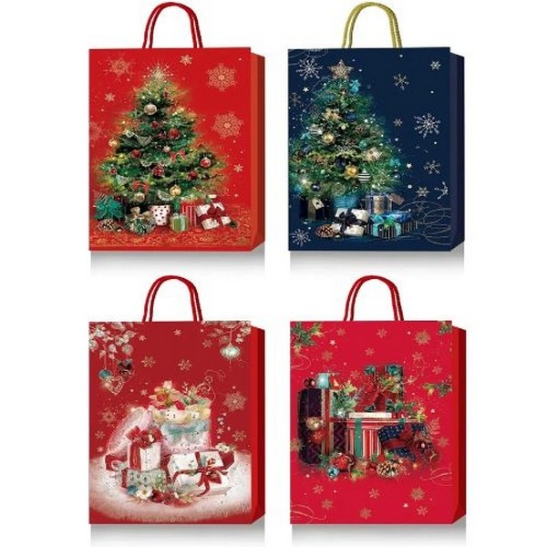 Пакет новорічний паперовий M "Christmas presents" 26*32*10см R32996-M (480шт) (шт.)