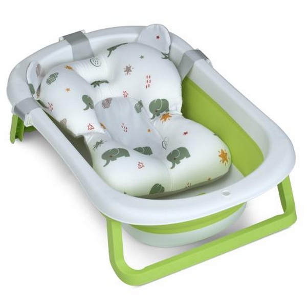 Ванночка ME 1151 PLUS Grass Green (1шт) дитяча, з термометром, вкладиш, силікон, складана 78,3*49,3* (шт.)