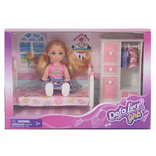 Лялька DEFA 8811 (36шт) 11см, шарнірні ноги, шкаф, ліжко, вбання, в кор-ці, 21,5-14-8см (шт.)