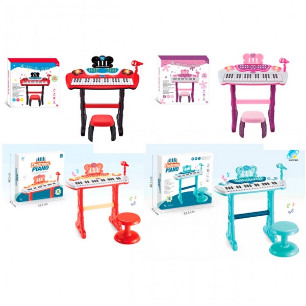 Синтезатор 883A-B-E-F (8шт) 37клавіш, на ніжках, 52-45-21см, стільчик, мікрофон, запис, музика, світ (шт.)