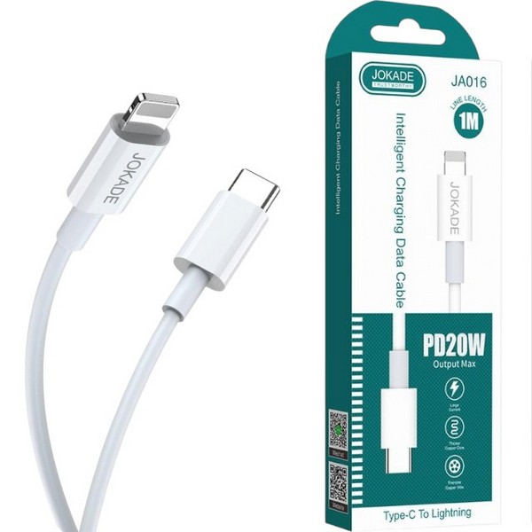 Кабель до телефону JOKADE 016 тайп-сі - лайтнінг білий (шт.)