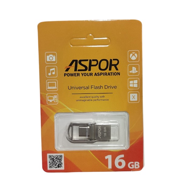Накопичувач Aspor USB -Type C 16GB металева серія 104 (шт.)