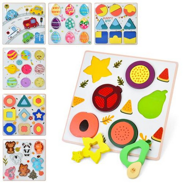 Дерев'яна іграшка Пазли MD 0726 (40шт) рамка-вкладиш, мікс видів, у пакеті, 22,5-22,5-2см (шт.)