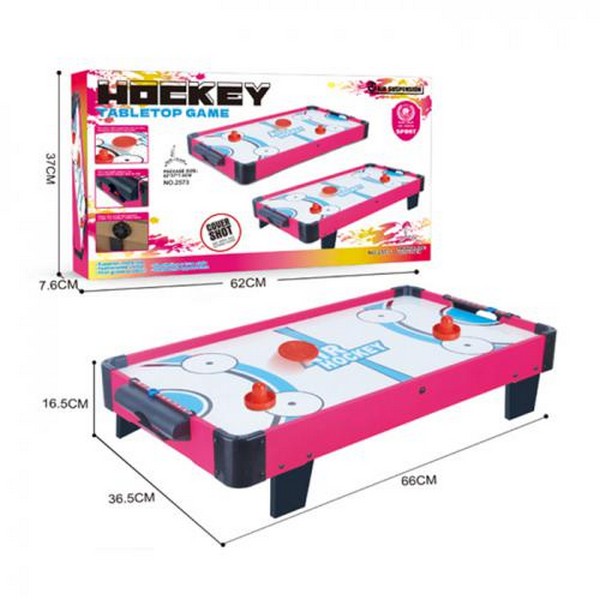 Настільна гра 2573-1 (9шт) аерохокей, дерев'яний, на ніжках, 66-36,5-16,5см, поле 58,5-33,5см, шайба (шт.)