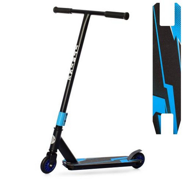 Самокат SR 2-064-2-BBL (1шт) алюм.+сталь,трюковий,2шт.ПУ100мм-пласт.,кермо,підніжка 32-10см.,чорно-с (шт.)