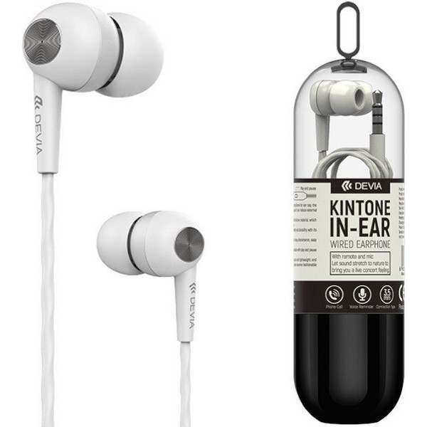 Навушники DEVIA Kintone  Headset V2 (3.5mm) White (колба) (шт.)
